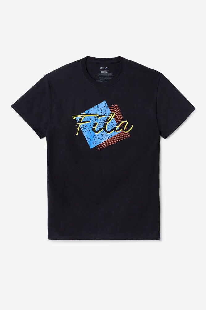 Fila T-Shirt Santa Monica Mens Black - India QZK-039415